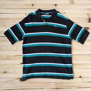 Rocawear Striped Polo Y2K Hip Hop Streetwear Shirt Large